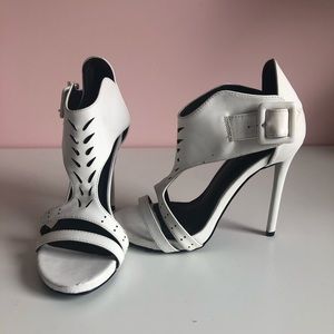 JustFab white heels